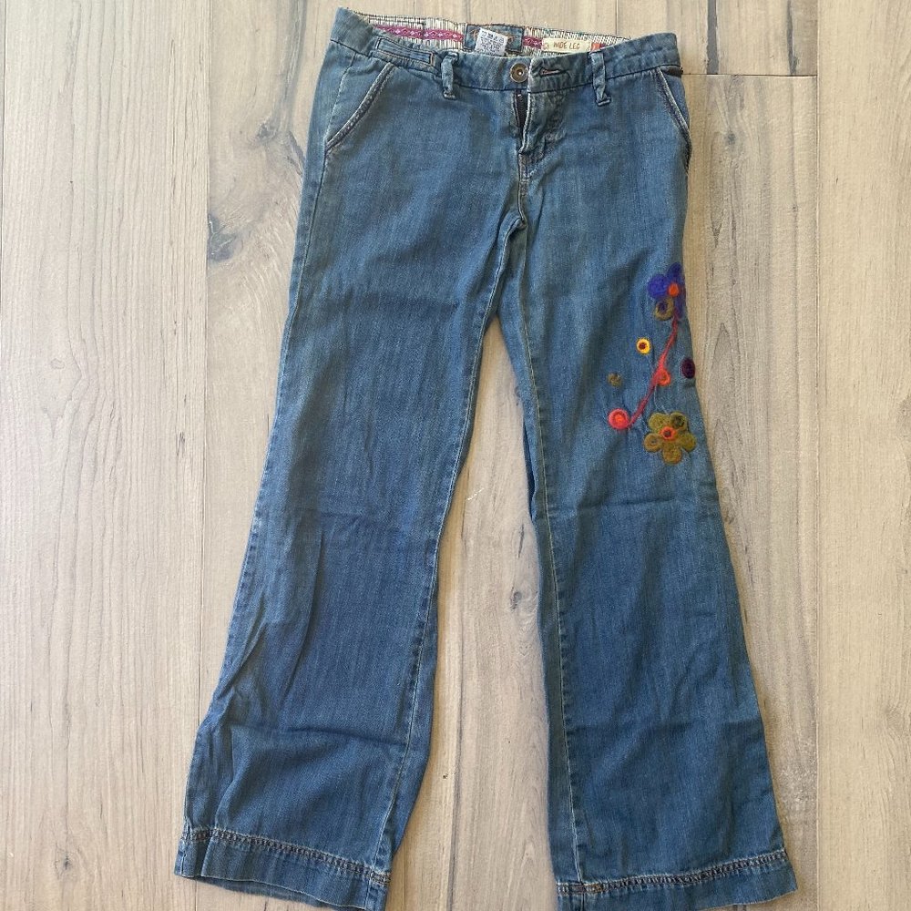 Billabong Wide Leg  Pants with custom embroidery
